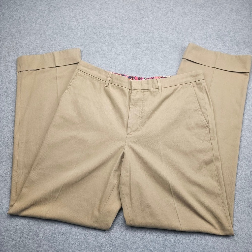 Lilly Pulitzer Men's Stuff Khaki Chino Pants Waist 34 Vibrant Paisley Lining - Picture 3 of 9